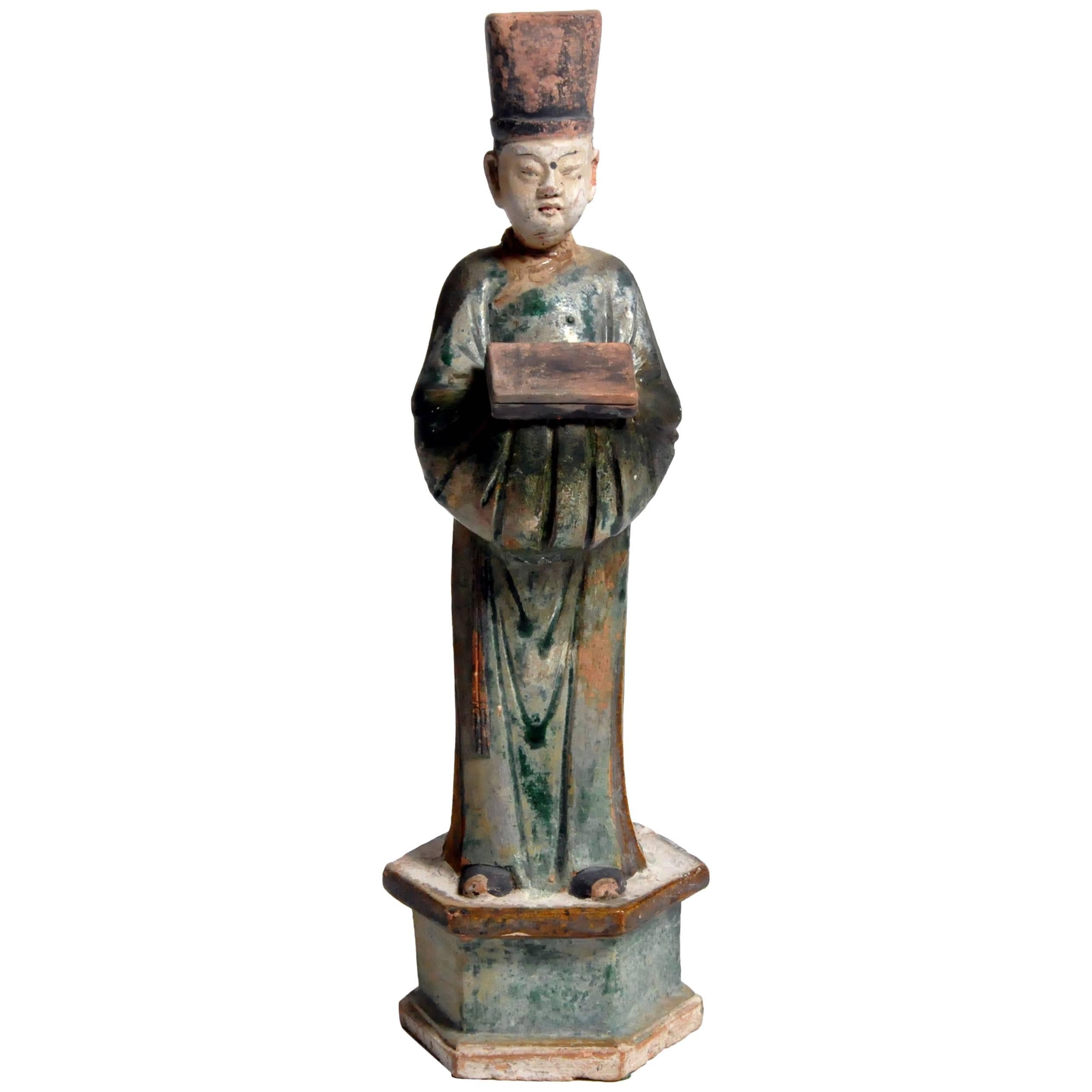 Ming Dynasty Green Glazed Figure of an Attendant