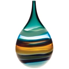Grand vase en verre en forme de goutte d'eau Aqua, verre soufflé, sculpture, en stock