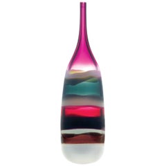 Modern Glass Bottle, Amethyst, Handmade, Sculpture, In Stock