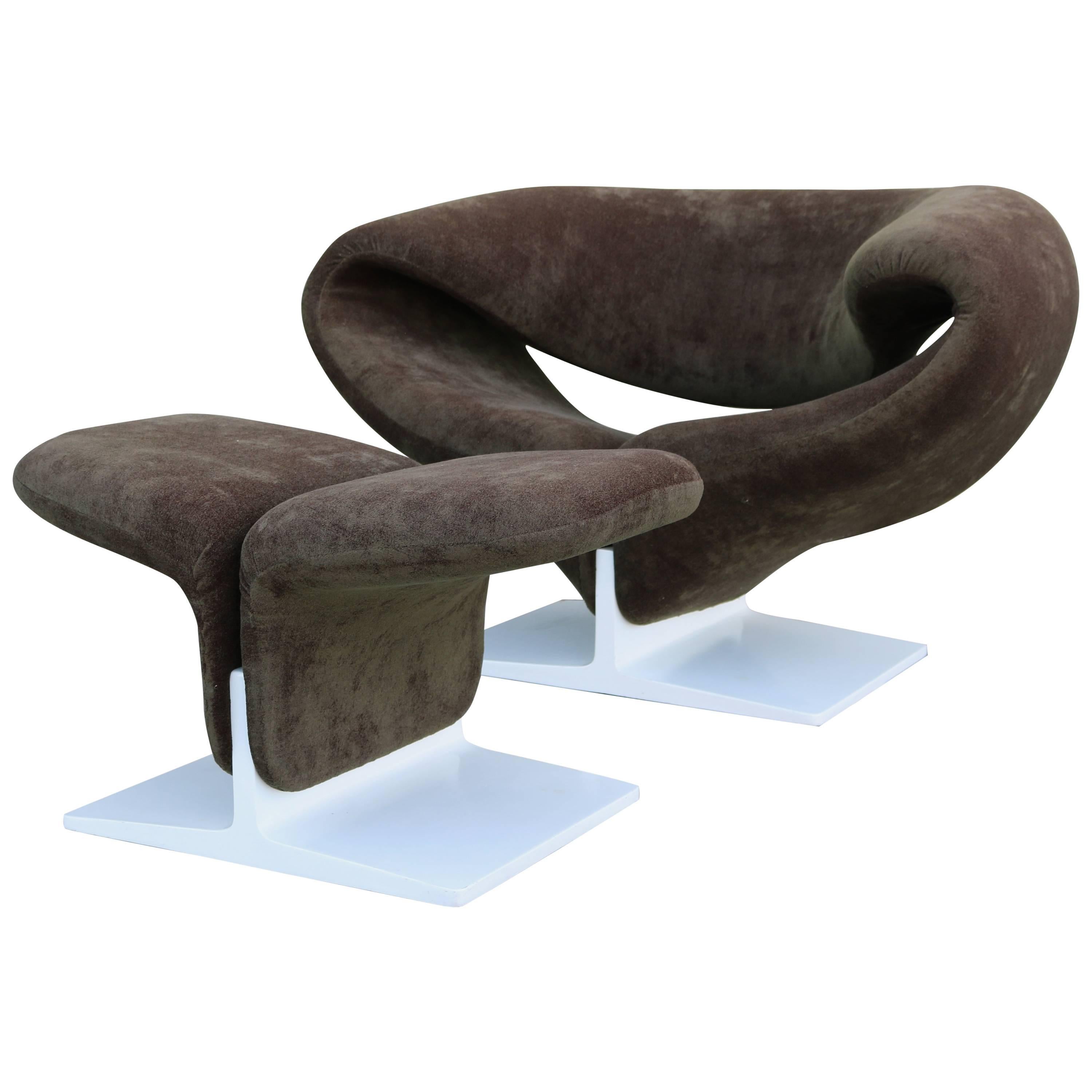 1960s Ribbon Chair with Ottoman by Pierre Paulin for Artifort