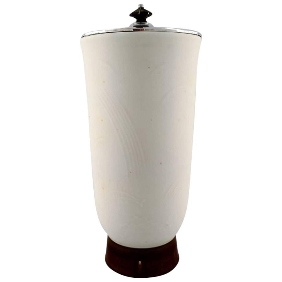 Bing & Grondahl Art deco large porcelain vase with matching silver lid