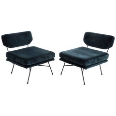 Pair of Early BBPR Elettra Lounge Chairs in New Upholstered Missoni Velvet