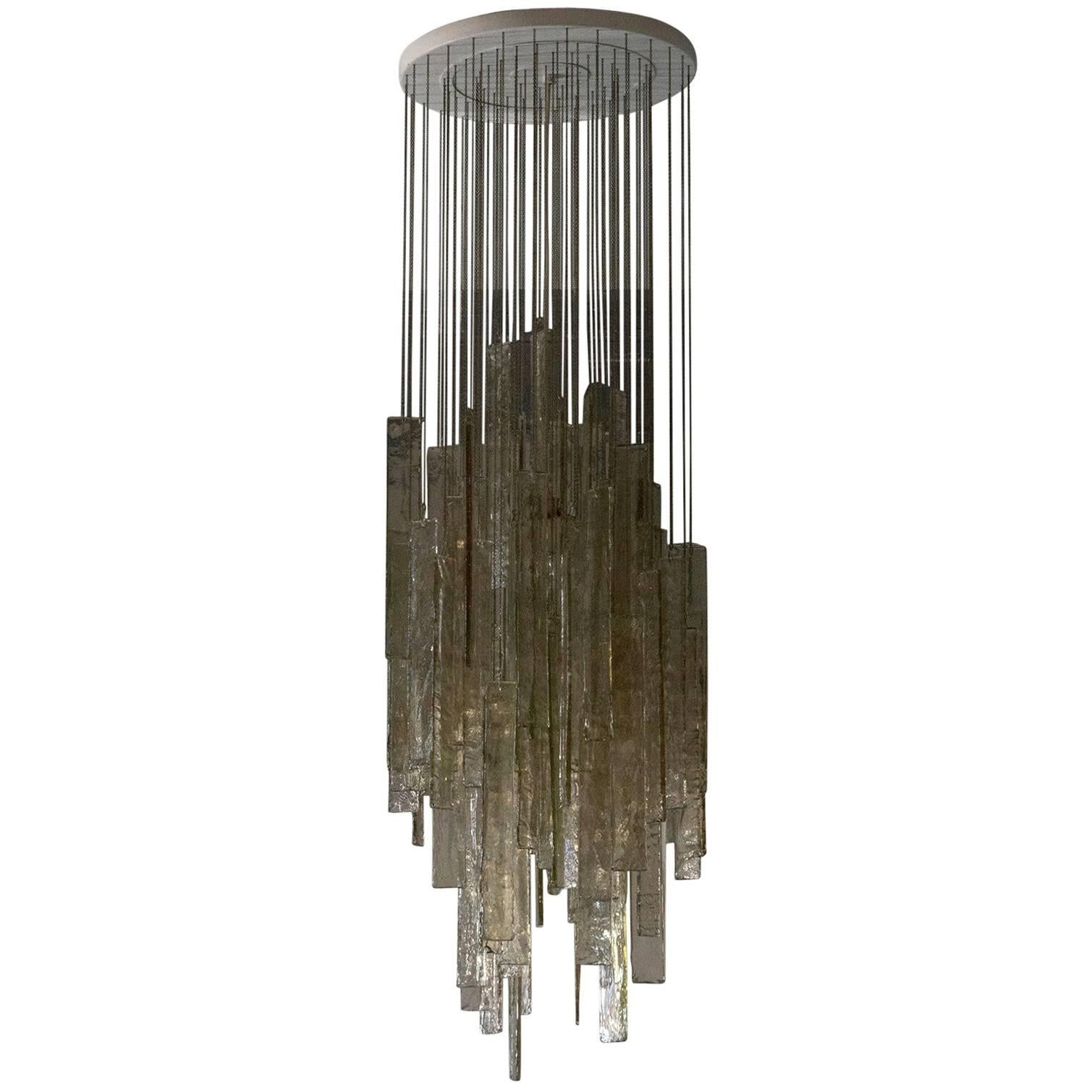 1970s Mazzega Murano Glass Pendants Chandelier