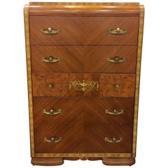 Burled and Inlaid Deco Style Chest of Drawers