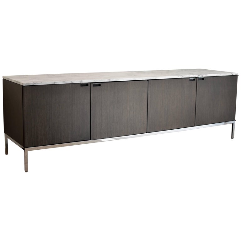 Florence Knoll Credenza New Edition Grey Oak and Arabescato MarbleTop