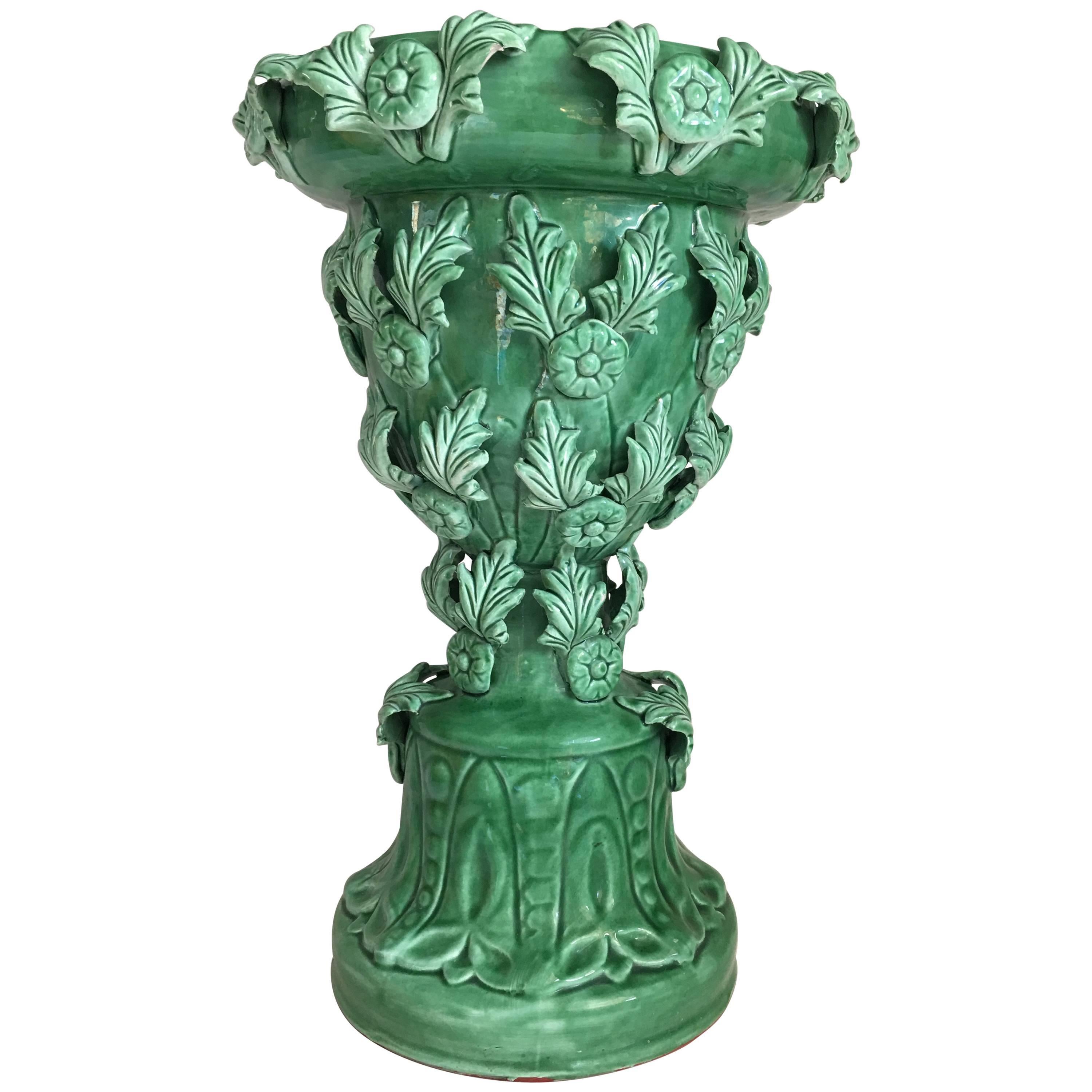 Jardinera o jarrón de cerámica francesa Art Nouveau hacia 1910