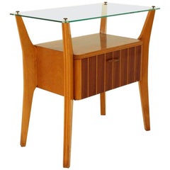 Italian glass top Bedside Tables, 1950s,