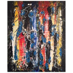 'Notte a Roppongi' Pittura acrilica mista su tela astratta di Plum