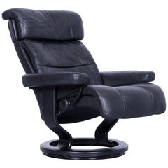 Stressless Relax Armchair Black Leather Relax Recliner TV Chair Wood