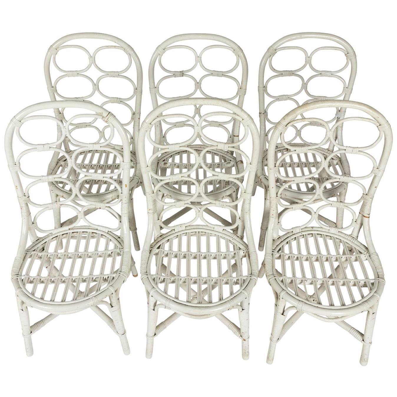 Set of Six Thonet Style Whicker Chairs 
