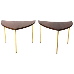 Vintage Pair of John Stewart Mahogany And Brass Side tables.