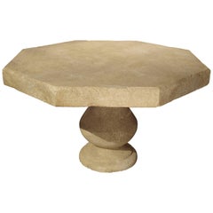 Carved Octogonal Limestone Table from Provence France
