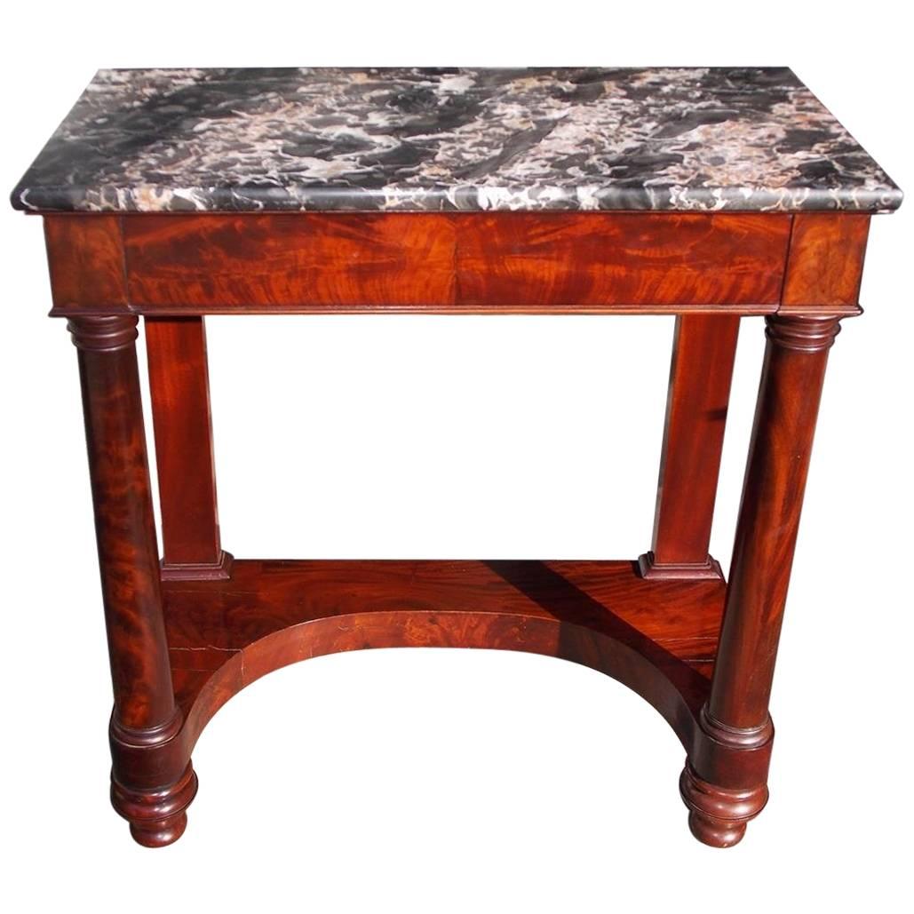 American Classsical Mahogany and Marble-Top Console, Balt, MD, Circa 1820
