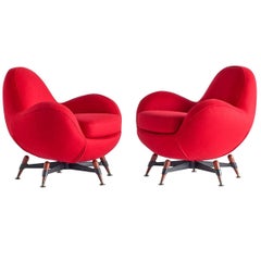 Vintage Pair of Rito Valla 'Mercury' Lounge Chairs for IPE Bologna, Italy, 1963