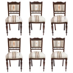 Set of Six Antique Dining Chairs in Turkish Rug
