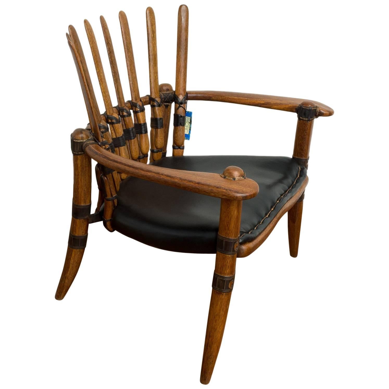 Game of Thrones Exotic "Mendi", Handmade Armchair in Palmwood For Sale