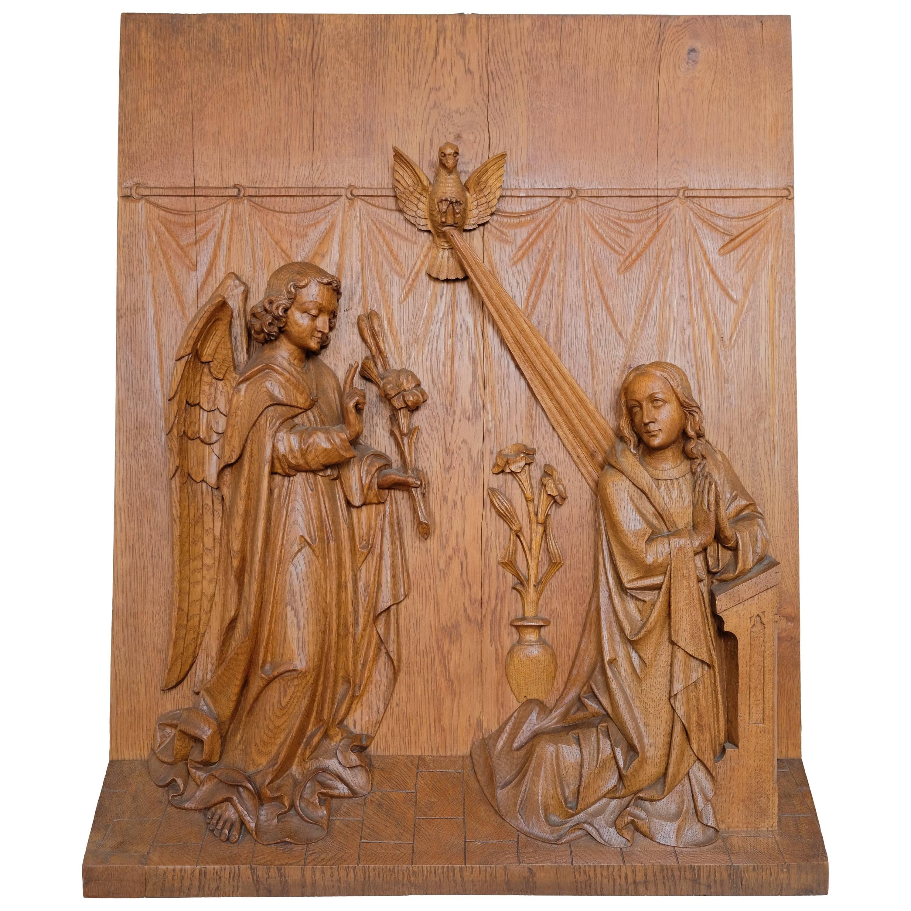 Religious Carving the Annunciation For Sale