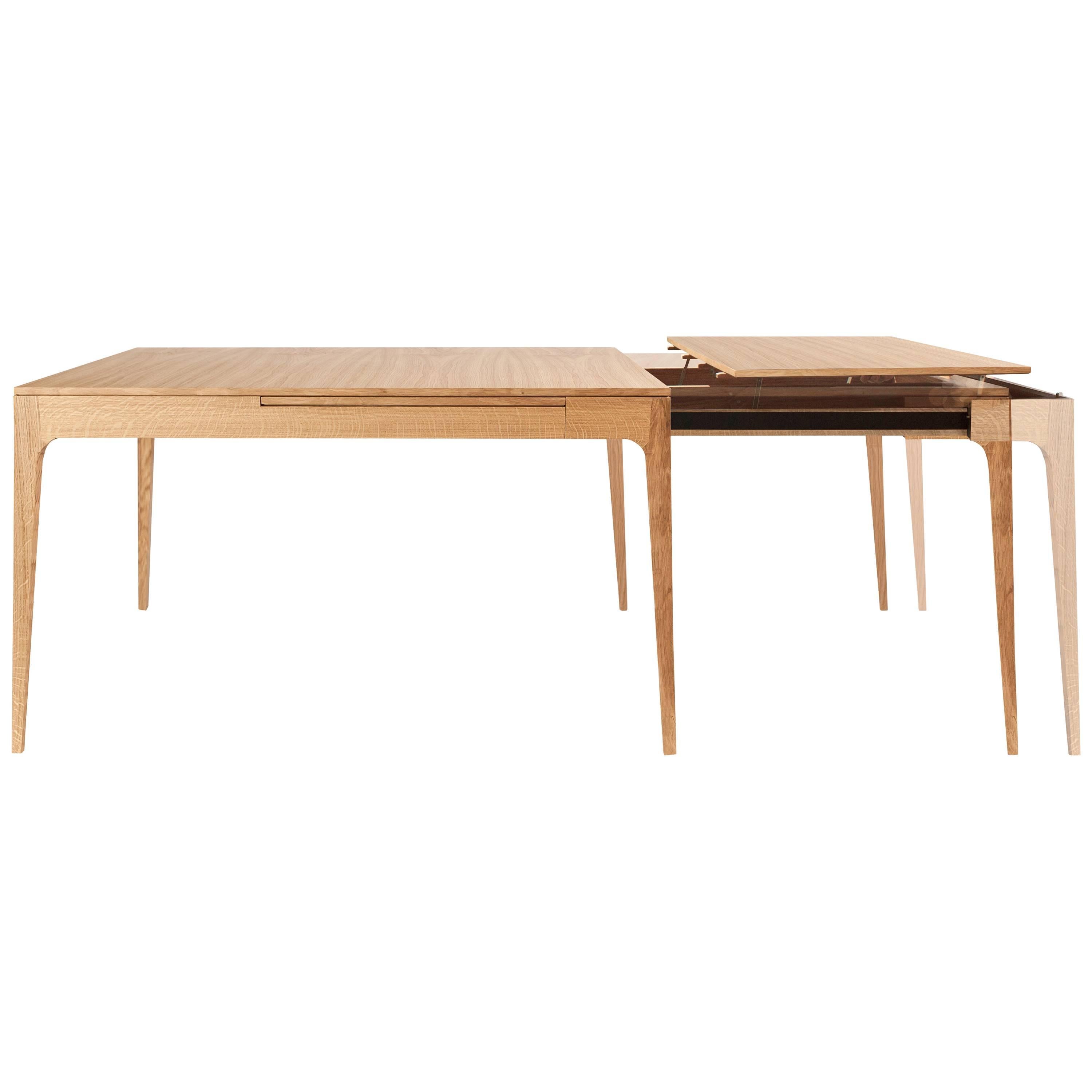 Extendable large dining oak table from "Campagnon de France", Scandinavian style