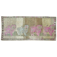 Retro Zabihi Collection Lion Turkish Runner