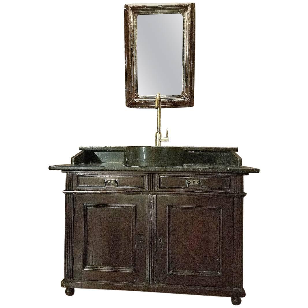 Antique French Bathroom Sink and Mirror
