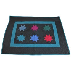 Retro Amish Crib Quilt in Star Pattern