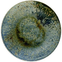 Arne Bang. Large dish of ceramics. Beautiful glaze in blue, green, brown tones
