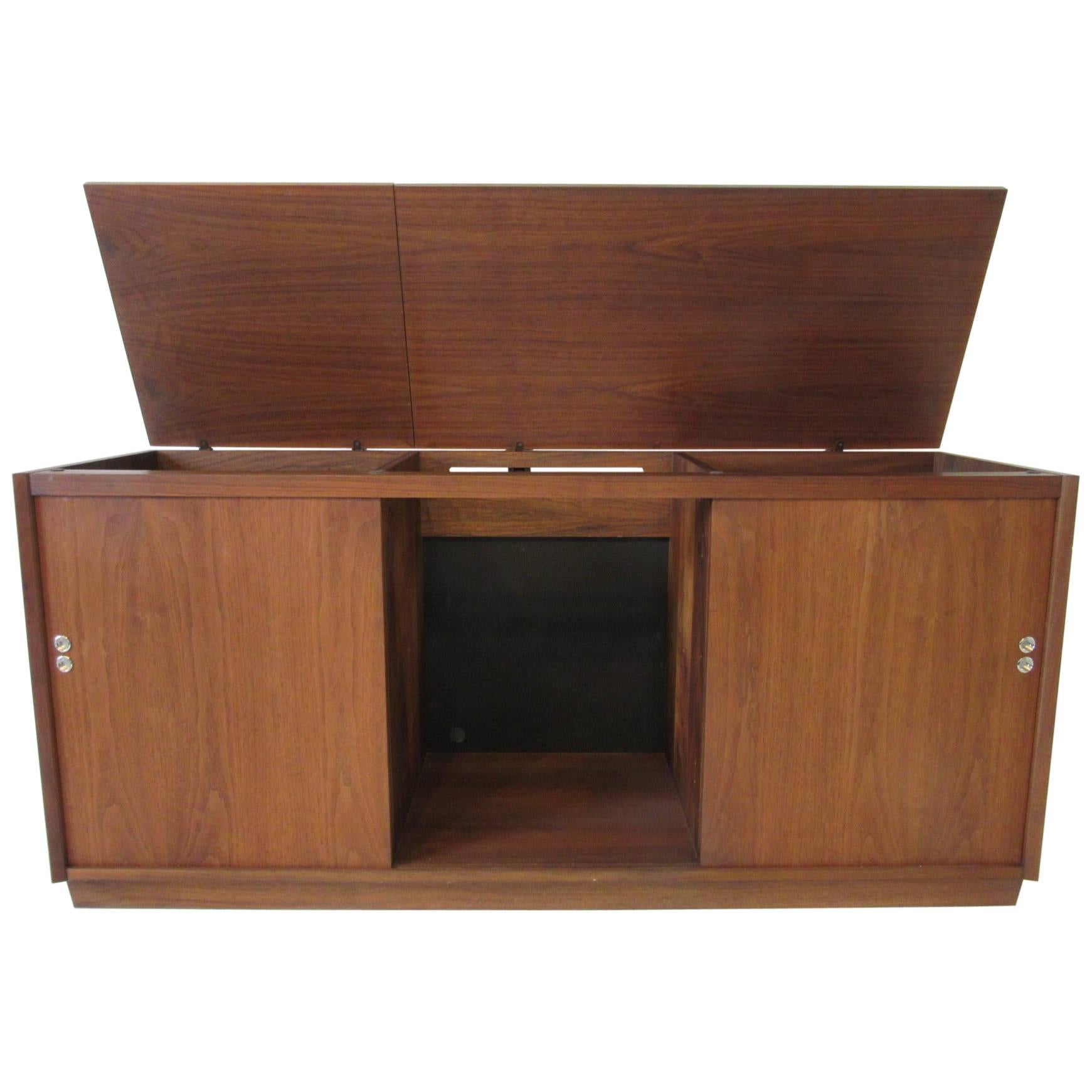 Midcentury Walnut Stereo and Record Cabinet
