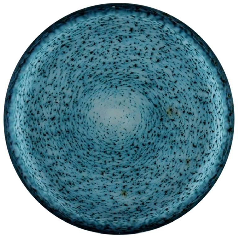 Hadeland, Norway blue art glass dish, 1950s. 
