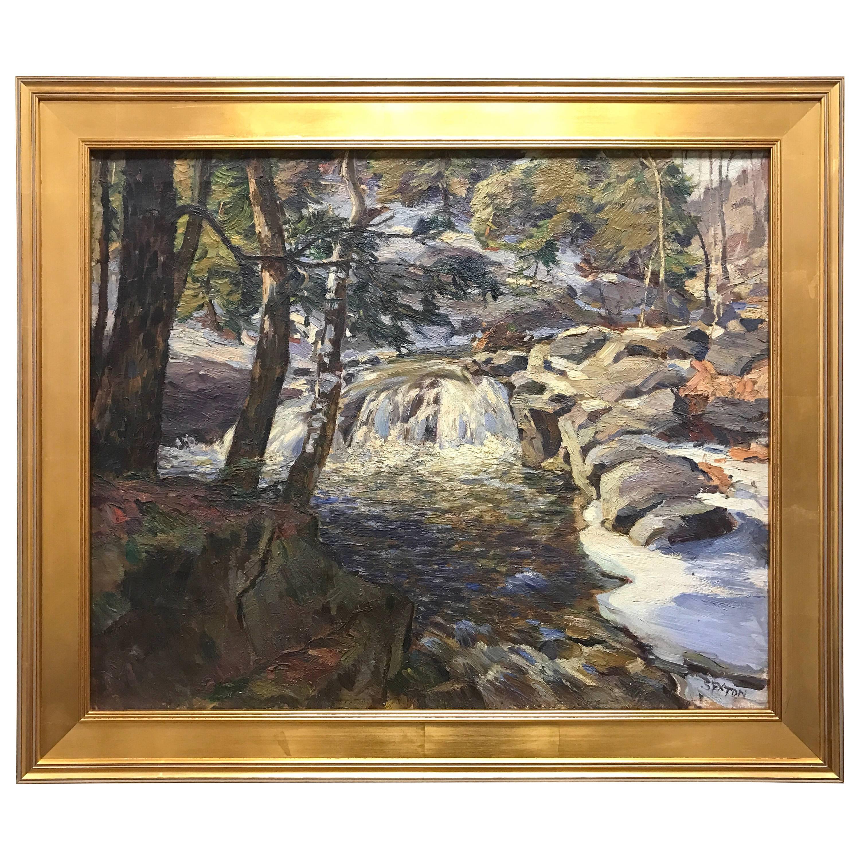 New England Oil Painting by Frederick Sexton Signed 