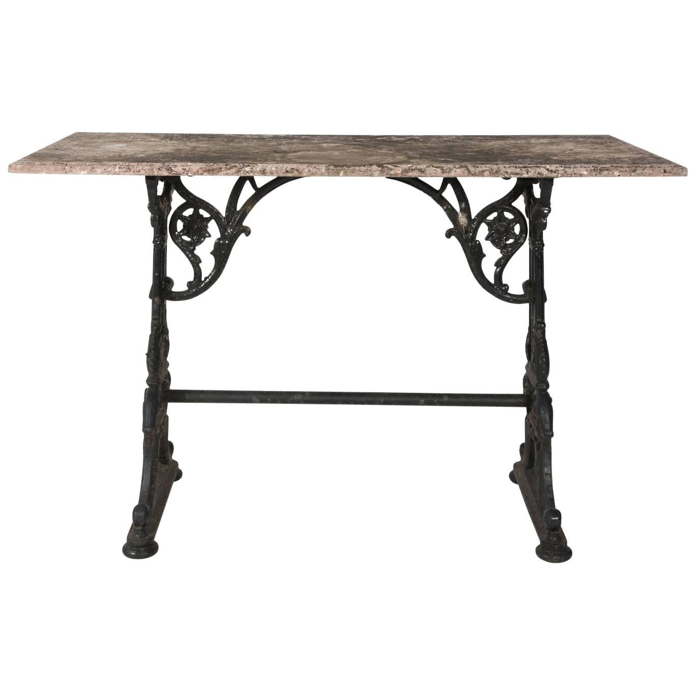 Late 19th Century Cast Iron Marble-Top Baker's Table