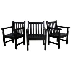 Used Windsor Blackened Teak Outdoor Armchairs