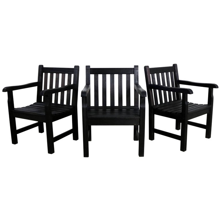 Vintage Windsor Blackened Teak Outdoor Armchairs For Sale At 1stdibs