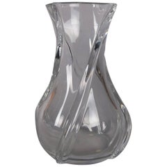 French Baccarat Crystal Large Serpentine Twist Vase, 20th Century