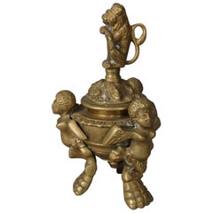 Italian Baroque Figural Cast Brass Censor w/Chimera & Lion, 20th Century