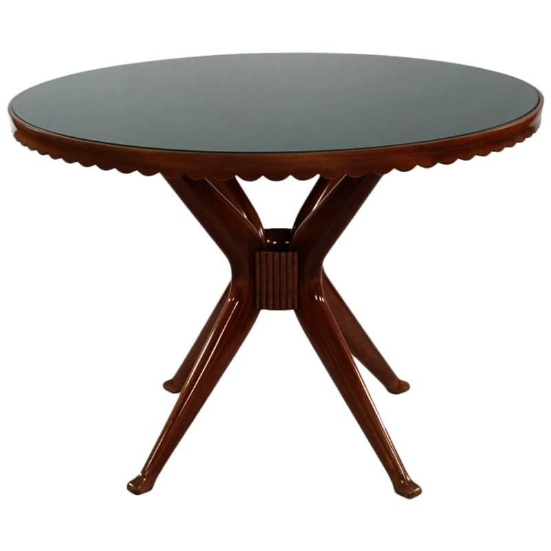 20th Century Italian Round Dining Table with Glasstop