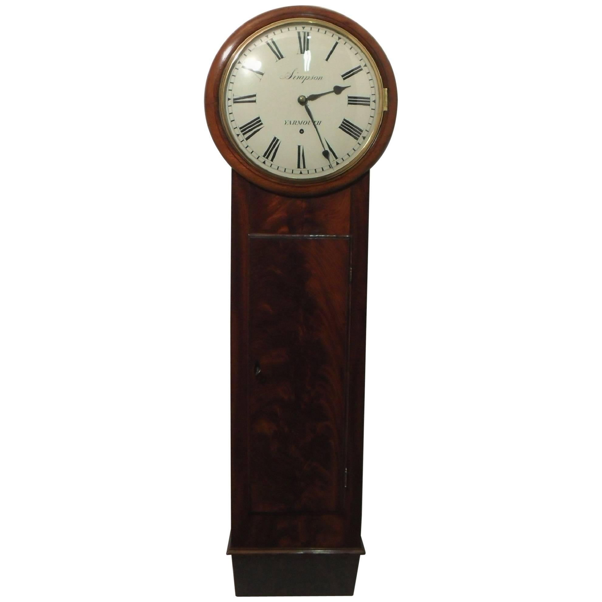 English George IV Figured Mahogany Norfolk Timepiece Wall Clock