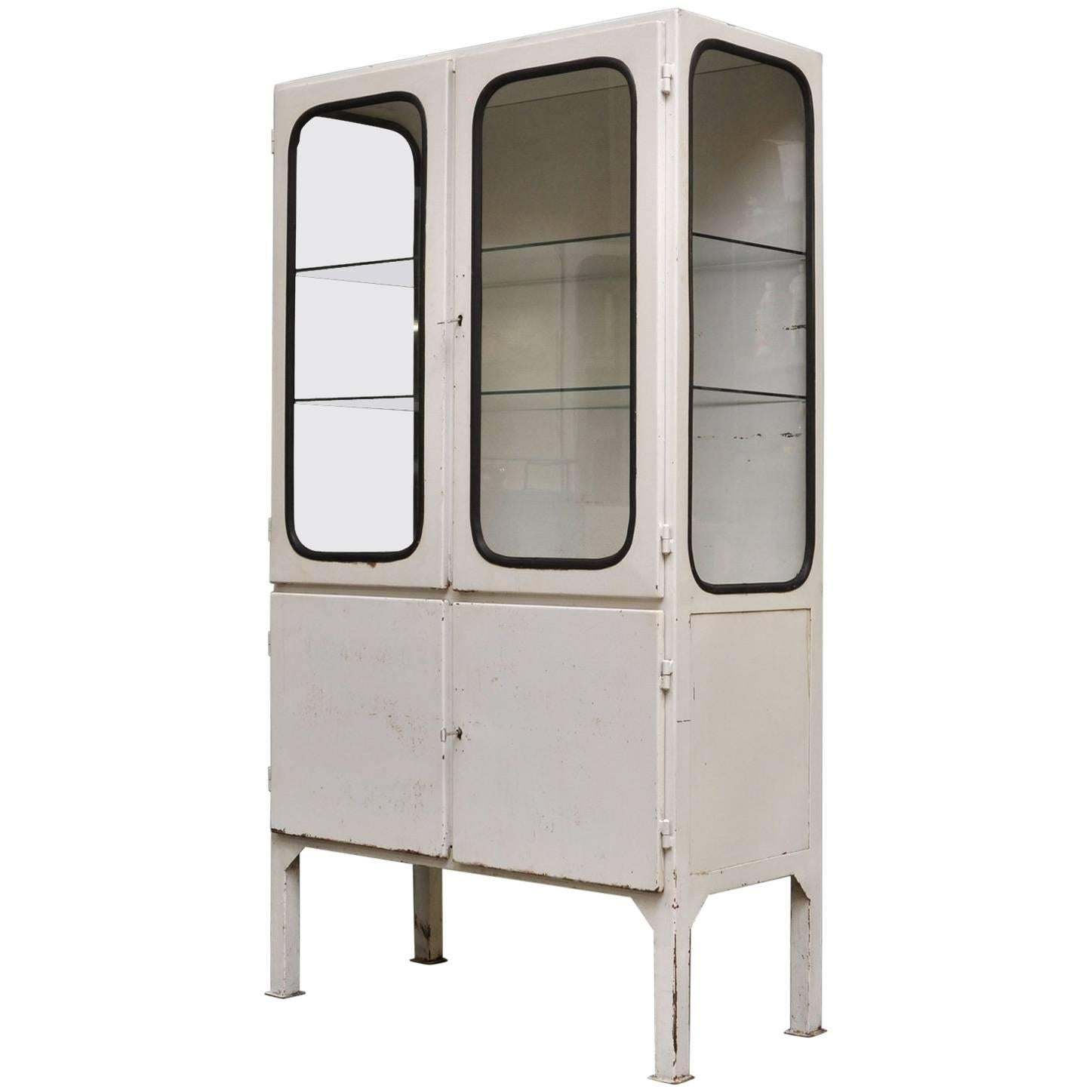 Vintage Glass 
Iron Medicine Cabinet, 1970s