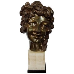 Art Deco Bronze Face of a Lady by J. Steenebruggen.