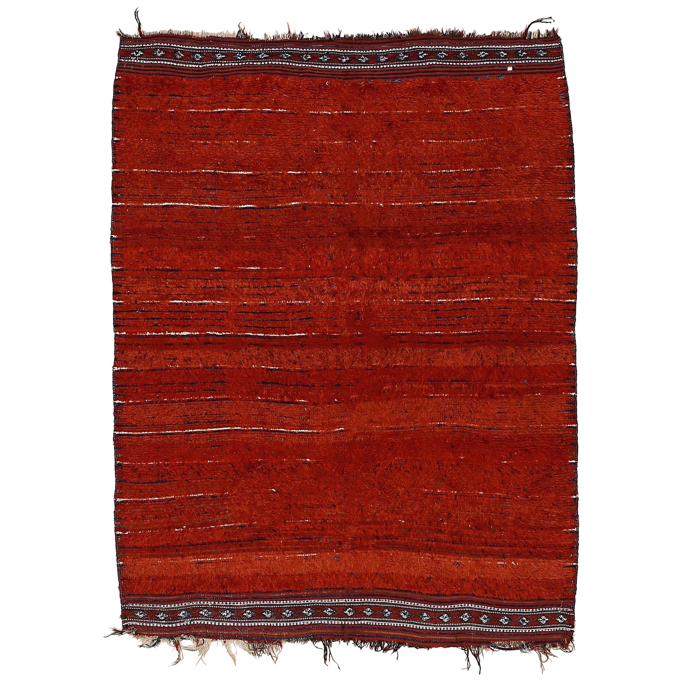 Rare Antique Central Asian Minimalist Tribal Rug For Sale