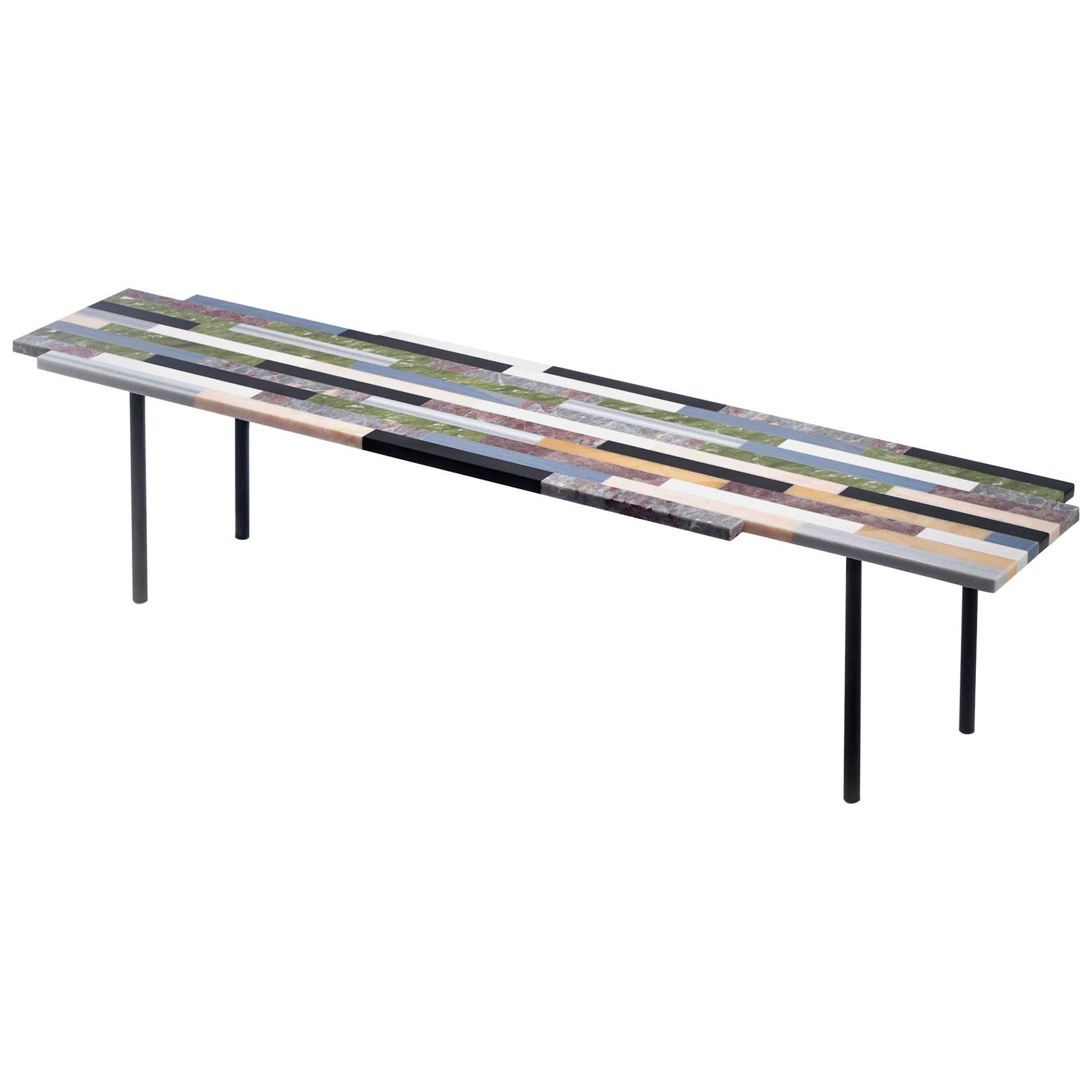 Zig Zag Marble Coffee Table, Linear Structure For Sale