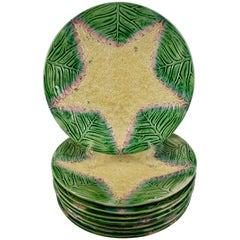 GS&H Etruscan American Majolica Blumenkohl Essteller:: Satz von acht