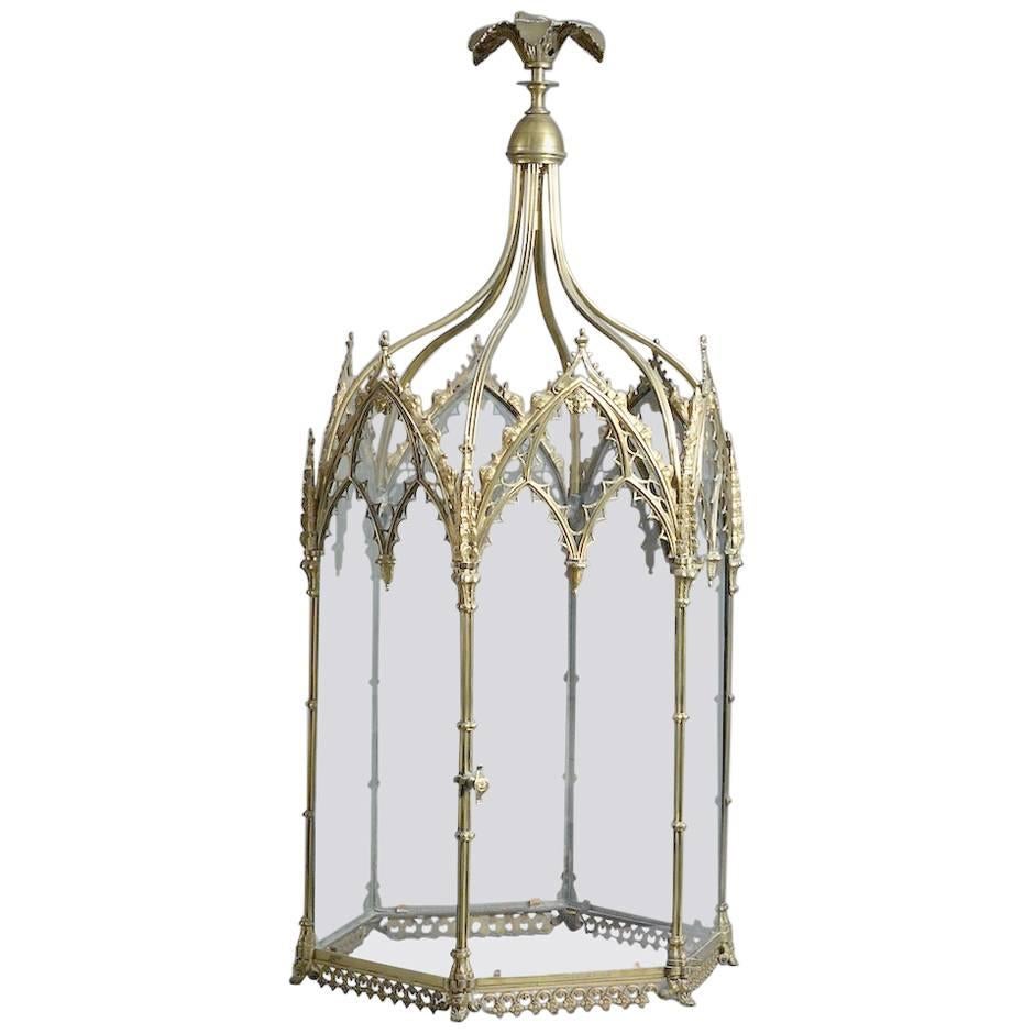 Back to view all Lighting Regency lacquered brass Gothic lantern