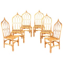 1970s Set of Six Bamboo Chairs