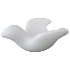 French Mid-Century White Faience Dove/Andre Baud/Vallauris