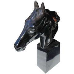 Carved Black Marble Horse