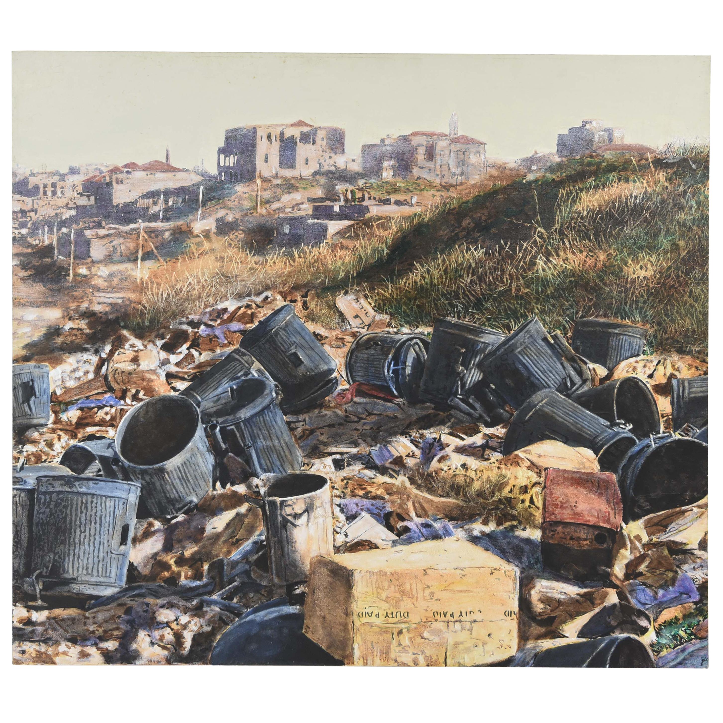 Oil on Canvas of a Landfill in Israel