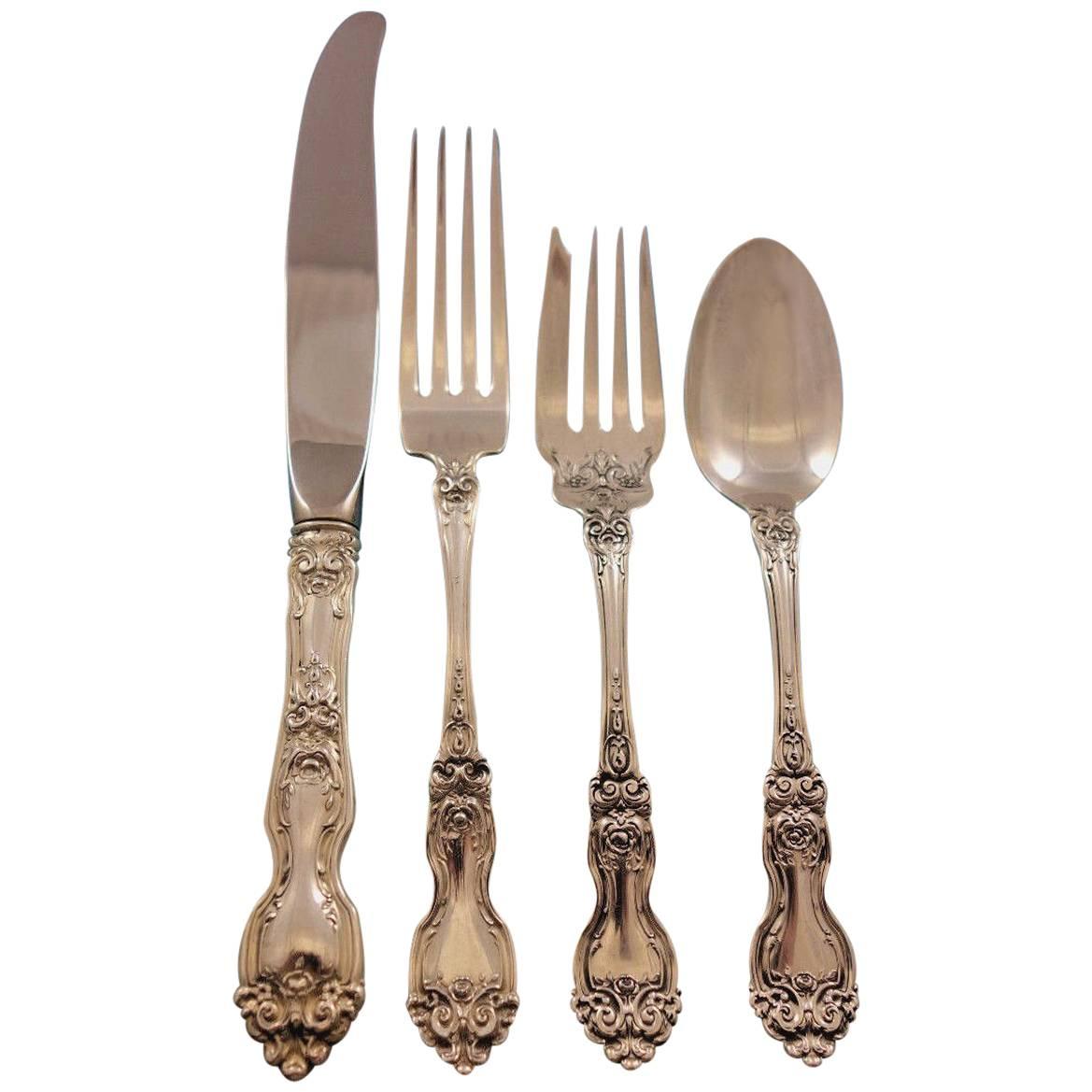 La Reine by Wallace Sterling Silver Flatware Set for 12 Service 48 pieces For Sale