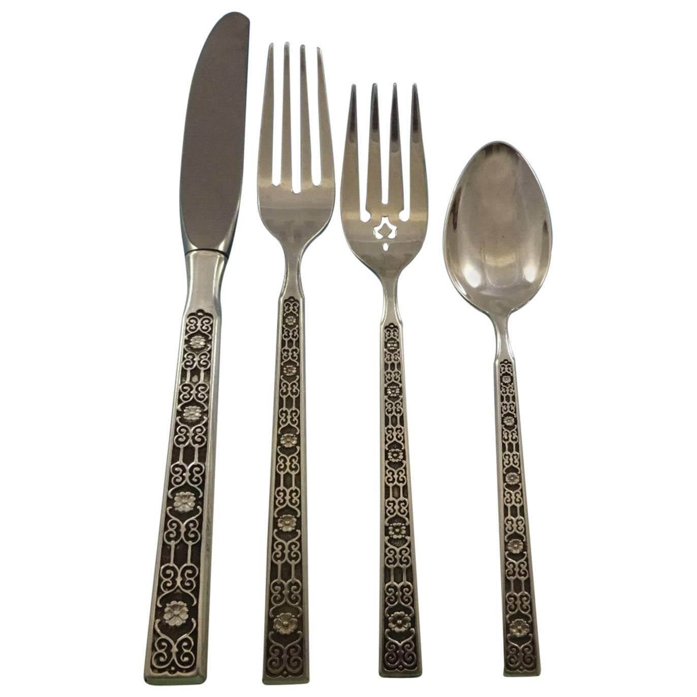 Spanish Tracery by Gorham Sterling Silver Flatware Set Service 34 Pieces New For Sale