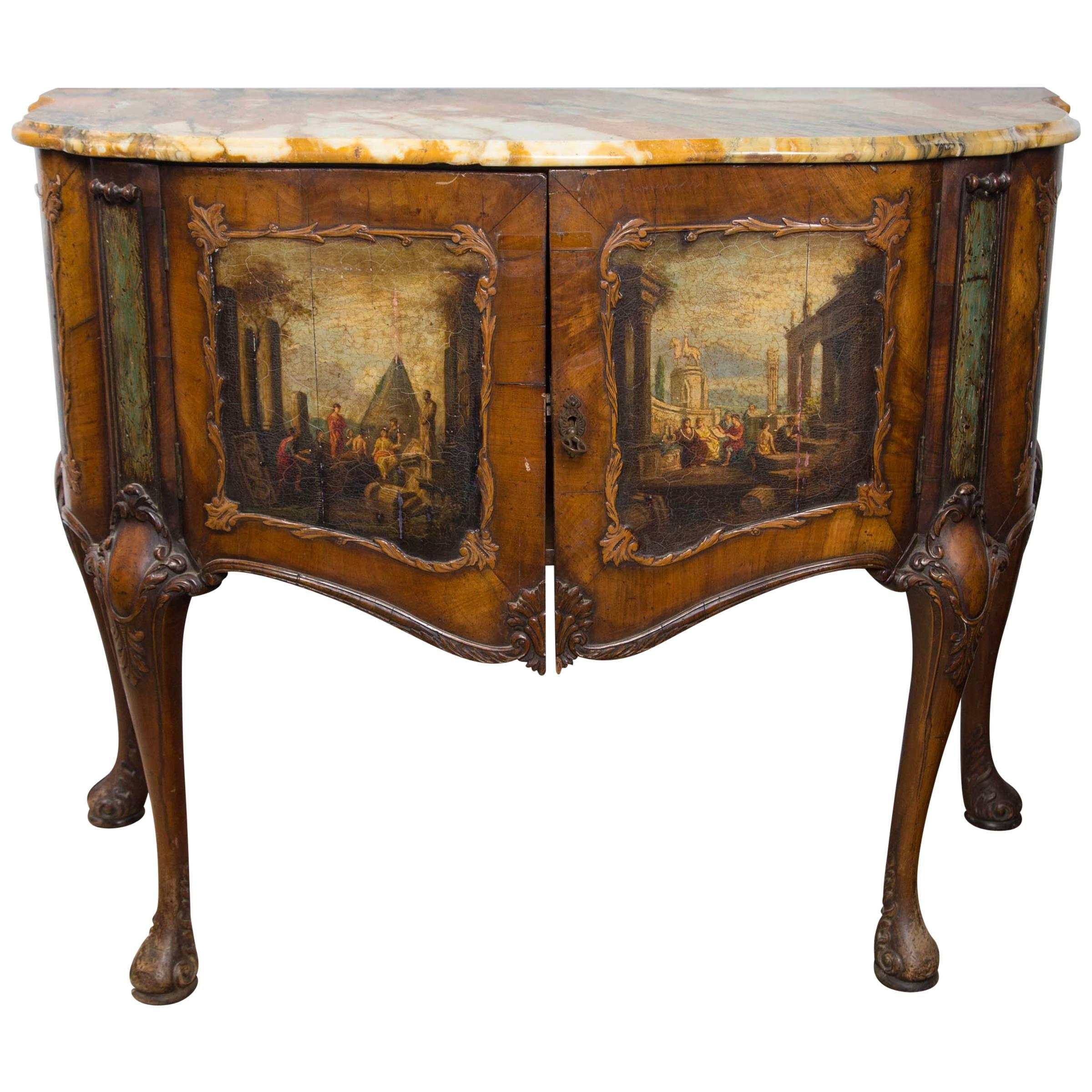 19th Century Painted Italian Marble  Top  Commode For Sale