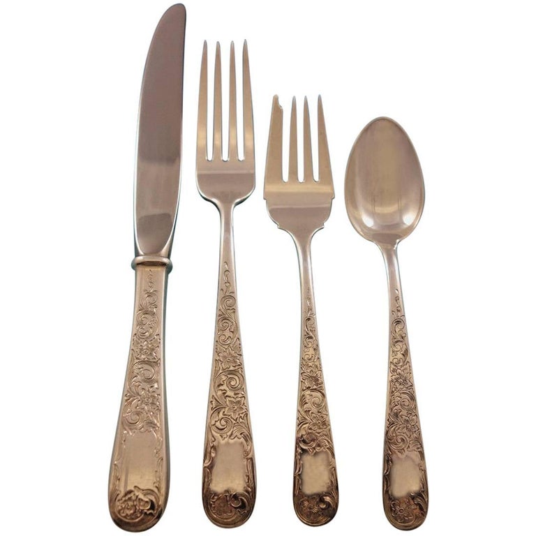 Old Maryland Engraved by Kirk Sterling Silver Flatware Set for 12